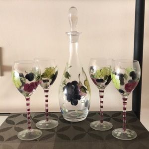 Wine glasses + wine bottle